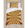 thumbnail image 3 of Tan Duvet Cover Set, Sunburst Pattern Aged Rusty Jagged Grungy Retro Style Rays Old Worn Composition, Decorative 3 Piece Bedding Set with 2 Pillow Shams, King Size, Brown Pale Brown, by Ambesonne, 3 of 3