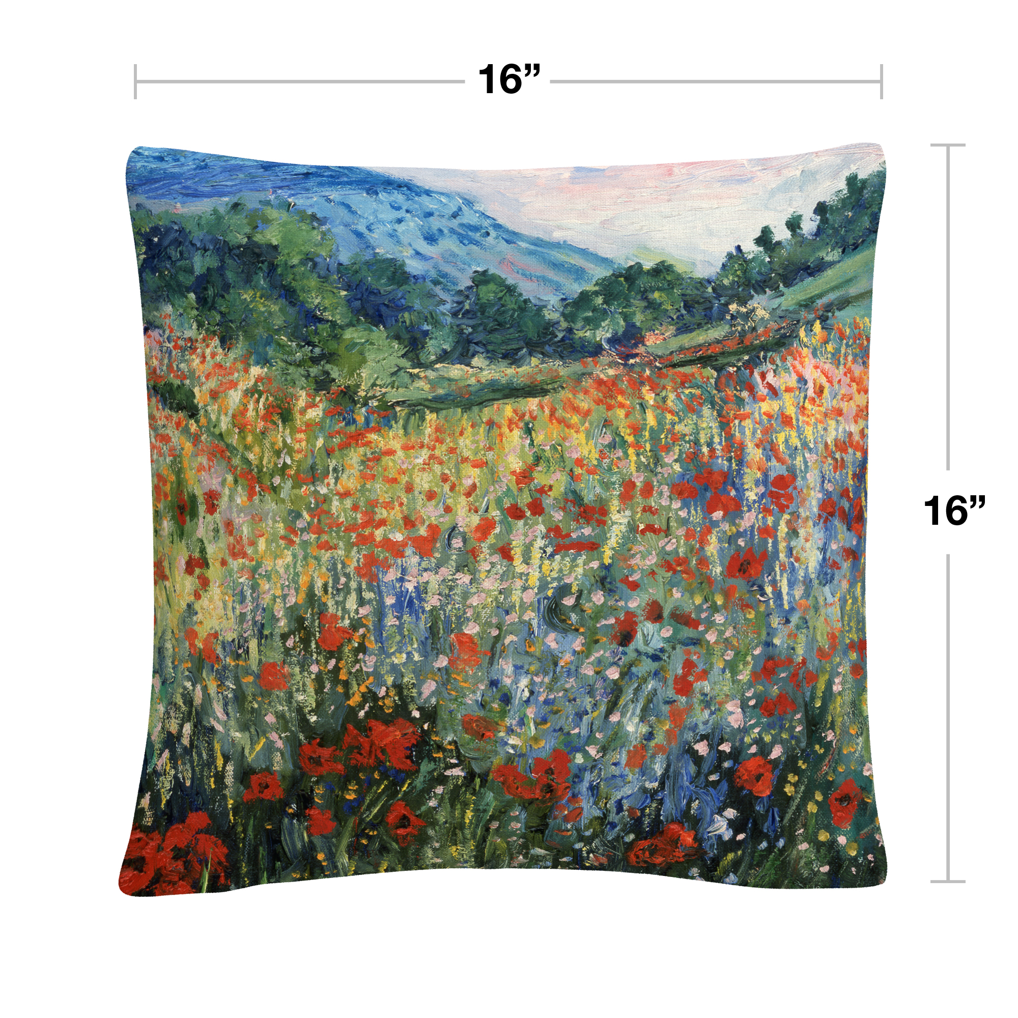 Masters Fine Art 'Field Of Wild Flowers' 16 X 16 Decorative Throw Pillow