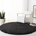 thumbnail image 3 of SAFAVIEH Royal Juliet Solid Plush Shag Area Rug, Charcoal, 6'7" x 6'7" Round, 3 of 8