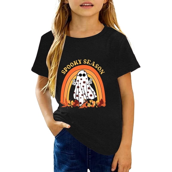 Yuncity Toddler Tshirts Boys Girls Fashion Ghosts Graphic Tees Summer Casual Cute Short Sleeve Outdoor Activities Tops Size 3-4 Years