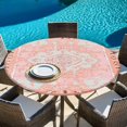 thumbnail image 6 of Pink Boho Round Tablecloth, Fitted Table Cover with Elastic for 55"-60" Round Tables, Vintage Abstract Tribal Decorative Oriental Table Cloth Outdoor Indoor Dinning Party Waterproof Tablecloths, 6 of 7