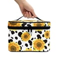 thumbnail image 3 of HELLHERO Beauty Brush Holder Cosmetic Makeup Organizer Bag Portable Makeup Cosmetic Bag Organizer Effortless Organization (Cow Print Sunflower Pattern), 3 of 6