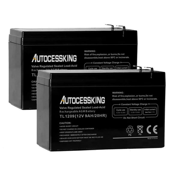 Autocessking 12V 9 Ah Sealed Lead Acid Battery, Rechargeable Batteries for Backup Power (2-Pack)