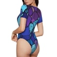 thumbnail image 3 of Lsque Geometry Dash Women's Crew Neck Short Sleeve Bodysuit Basic T Shirts Tops Onesie Adult Cute Pajama-Small, 3 of 8
