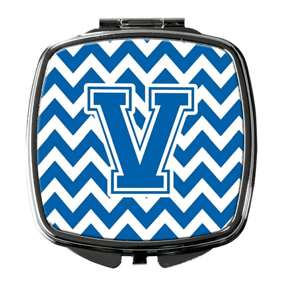 Letter V Chevron Blue and White Compact Mirror CJ1056-VSCM