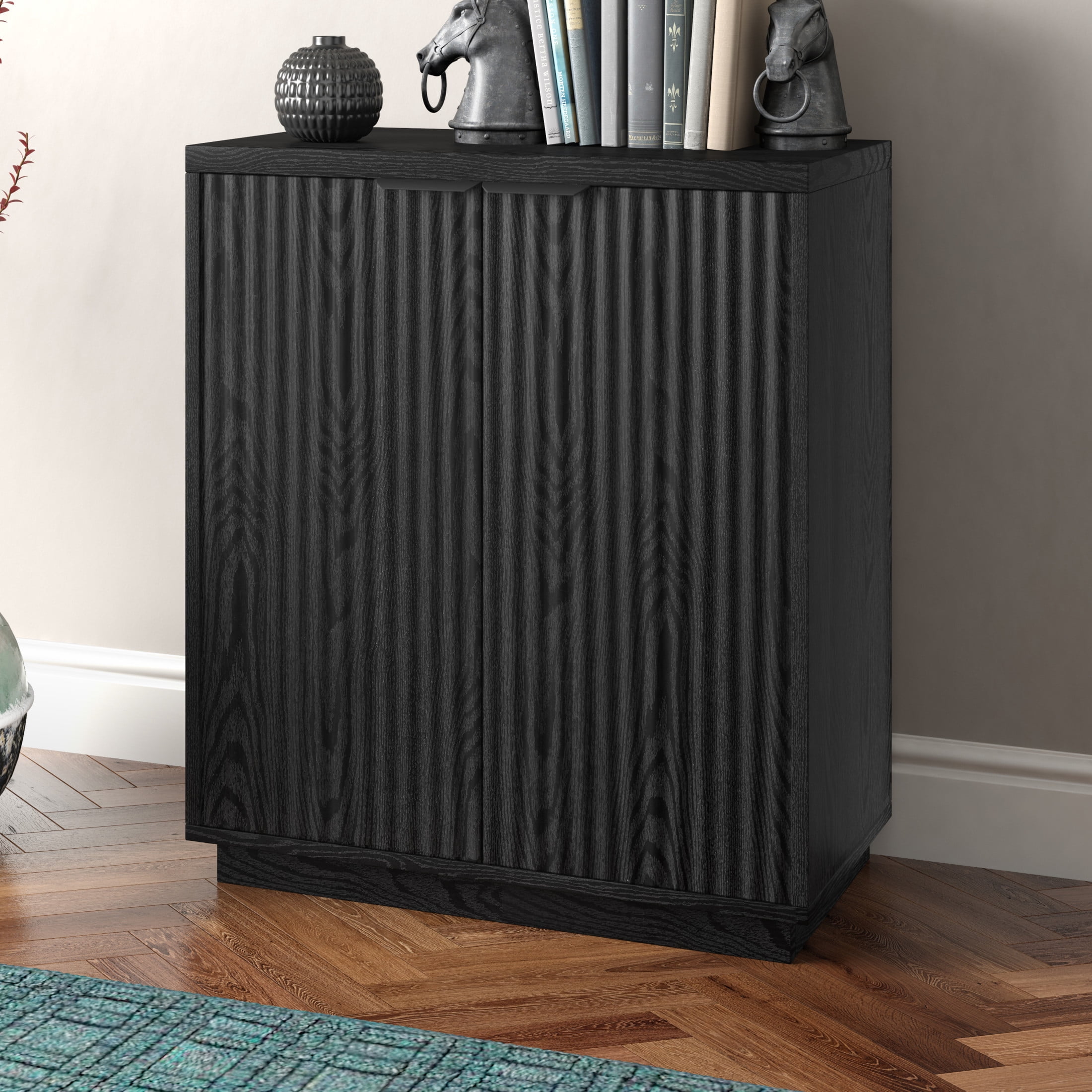 Evelyn&Zoe Modern/Contemporary 28" Wide Black Grain Accent Cabinet