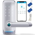 thumbnail image 1 of Cerradura de puerta inteligente Kucacci con manija: Cerradura inteligente WiFi de entrada sin llave - Teclado de huellas dactilares - IP66 resistente a la intemperie, 1 of 5