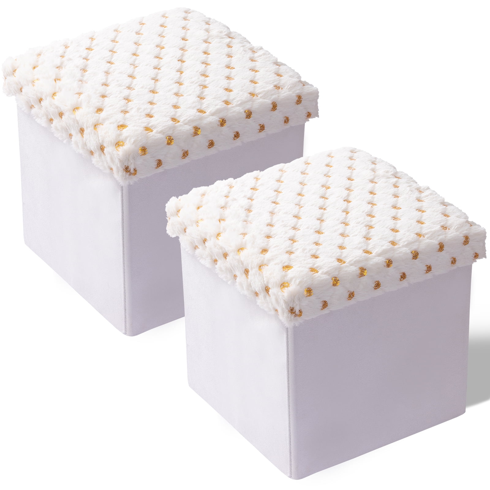 Collapsible Storage Ottoman Cubes, 2Packs Ottoman Foot Stool Rest