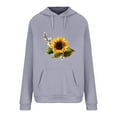 thumbnail image 3 of CALAFEBILA Womens Pullover Hoodies Sunflower Print With Pocket Drawstring Crewneck Sweatshirts for Women Fashion, 3 of 6