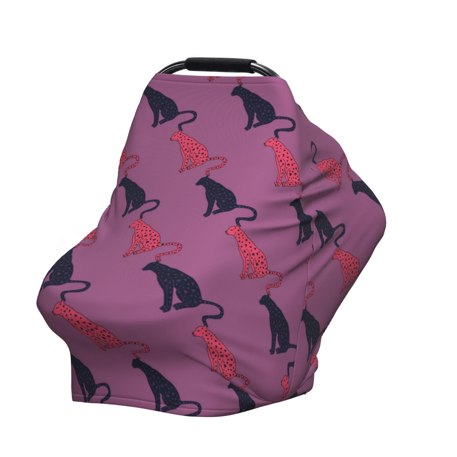 Fotbe Leopard Print Pattern Car Seat Covers for Babies, Nursing Breastfeeding Cover Infant Carseat Canopy, Soft Stretchy Carrier Cover