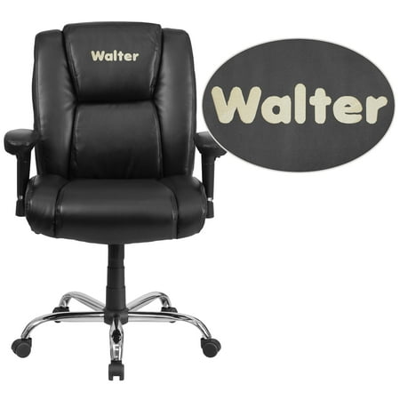 Flash Furniture Personalized HERCULES Series Big & Tall 400 lb. Rated Black LeatherSoft Ergonomic Task Office Chair, Chrome Base & Arms