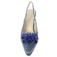 thumbnail image 3 of Women's Low Heel Closed Toe Slingback Pumps Floral Bow Comfortable Dress Shoes-Blue-7, 3 of 3