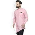 thumbnail image 4 of eloria Indian Traditional Men's Pink Solid Thread Work Kurta, 4 of 7
