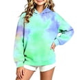 thumbnail image 2 of CYRBOKO Girls Hooded Sweatshirt, Casual Soft Tie Dye Long Sleeve Pullover Hoodies Green Size 5-6 T, 2 of 5
