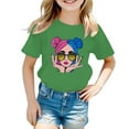 thumbnail image 1 of PMVFHDE Hauts d'Été pour Filles T-Shirts Tendance pour Filles 2025 T-Shirts Amples pour Filles Mignon Graphique Col Rond Manches Courtes T-Shirt Décontracté d'Été Vert, 7-8 Ans, 1 of 5