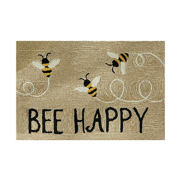 CICRKHB Bee Happy Polyester Indoor Outdoor Doormat, Waterproof