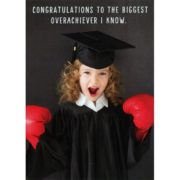 RSVP Overachiever : Girl With Boxing Gloves Funny Graduation Congratulations Card for Her : Woman : Girl