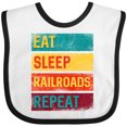 thumbnail image 3 of Inktastic Railroading Train Lover Eat Sleep Railroads Repeat Boys or Girls Baby Bib, 3 of 4