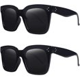 thumbnail image 1 of Gafas de sol de gran tamaño vintage para mujer, gafas de sol cuadradas de lujo de diseñador, lentes planas con protección Uv400, 1 of 4