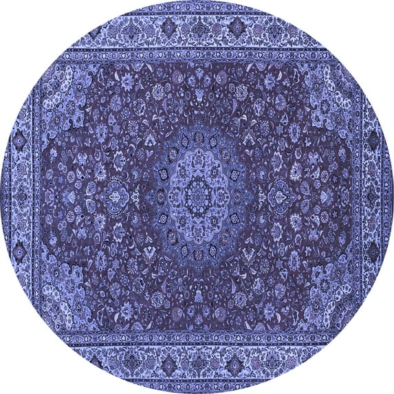 Ahgly Company Indoor Round Medallion Blue Traditional Area Rugs, 6' Round