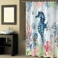 thumbnail image 2 of Fabric Shower Curtain, Summer Ocean Seahorse Seashell Starfish Coral Bathroom Curtain with 12 Hooks Waterproof No Bad Odor Machine Washable Bath Curtains for Bathroom, Spa Room, 60"x72", 2 of 6