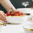 thumbnail image 3 of Luxury Golden Border Ceramic Dinner Plate Hotel Kitchen Cooking Bowls Soup Bowls Fruit Salad Plate White Porcelain Tableware Set, 3 of 4