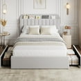thumbnail image 4 of Litake Queen Bed Frame with Storage Headboard, Girls Bed Frame with 2 Drawers, Boucle Upholstered Platform Bed with Bookcase, No Box Spring Needed, Easy Assembly,Grey, 4 of 7