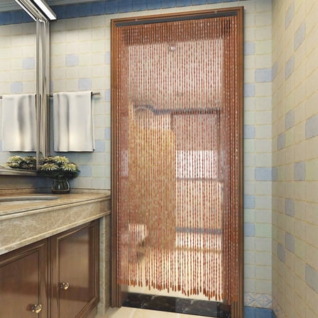 Wood Beaded Curtain and Bamboo 52 Line Wave Dense Fringe Beaded Door 90 x 200 cm