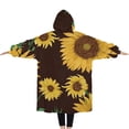 thumbnail image 2 of Oversized Wearable Blanket Hoodie,Brown Green Bud Sunflower Pattern Sherpa Blanket Hoodie with Super Pockets,Super Warm Fuzzy Pullover for Women & Men, 2 of 6
