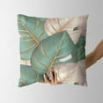 thumbnail image 6 of Tropical Leaves Throw Pillow Covers Set of 2 Green and Gold Natural Plant Leaf Waterproof Outdoor Decorative Cushions Pillowcase for Patio Garden Home Sofa Bedroom Decor, 18x18 Inch, 6 of 6