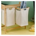 WANCQ Bamboo Frame Laundry Hamper with Dual Basket TwoSections