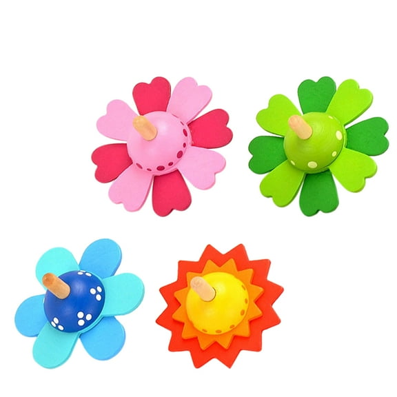 FRCOLOR  4 Pcs Flower Spinning Top Colorful Toy for Kids Child
