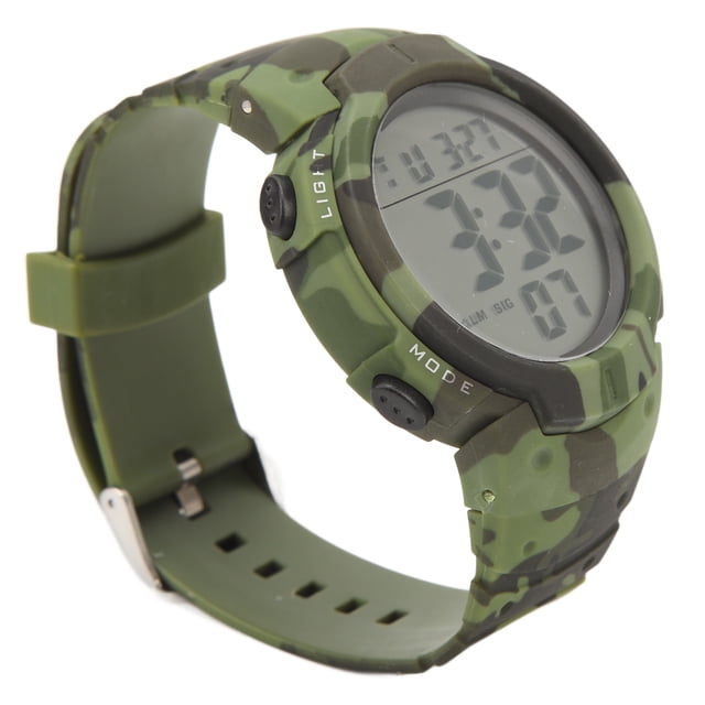 Pantalla Digital Hombres Deportes Reloj Electrónico Impermeable Multifunción Luz Nocturna Al Aire Libre Reloj Deportivo OD Verde