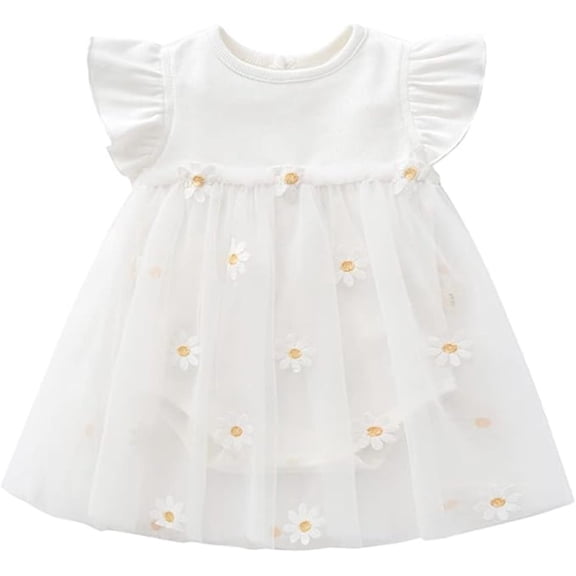 Baby Girl Charming Daisy Romper Dress - Cotton Comfort
