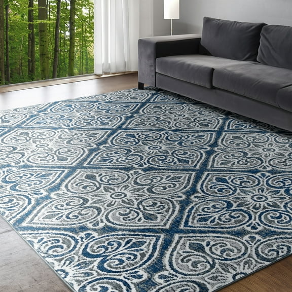 Madison Traditional 5' x 7' Dark Gray Polypropylene Indoor Area Rug