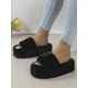 thumbnail image 1 of Women's Crossed Design Thick Bottom Plush Slippers With Soft Bottom, Indoor Shoes, 1 of 4