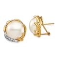 thumbnail image 4 of 14K Yellow Gold 12-13mm Fw Cultured Mabe Pearl .10Ct Diamond Omega Back Earrings, 4 of 7