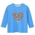 thumbnail image 4 of ATOGUTA Girls Valentine's Day Shirts Casual Kids Fall Winter 3/4 Sleeve Cute Pullover Tops Size 3T-12, Blue, 4 of 5