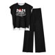 thumbnail image 1 of Pantalones Casuales sin Mangas Impresos con Cuello Redondo Conjunto Superior, Pantalones Ligeros Mujeres para Primavera Verano, 1 of 2