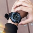 thumbnail image 3 of Reloj para hombre, deportivo, resistente al agua, para estudiantes, de aspecto elegante, para estudiantes de secundaria, moderno, multifuncional, con tecnología negra, reloj electrónico luminoso, 3 of 6