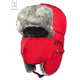 thumbnail image 2 of Gustave Men Women Winter Trapper Hat,Russian Windproof Ski Hat Faux Fur Lined Trapper Hat with Earflaps and Mask Warm Hunting Hats "Red", 2 of 10