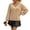 Khaki, variant on Women's Fall Sweaters 3D Floral Diamond Cable Knit Casual Pullover Lantern Sleeve Soft V Neck Tops Sizes S-XL