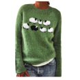 thumbnail image 2 of Fair Isle Sweater Retro Nordic Cable Crewneck Sweater Knit Vintage Sweater Green S, 2 of 4