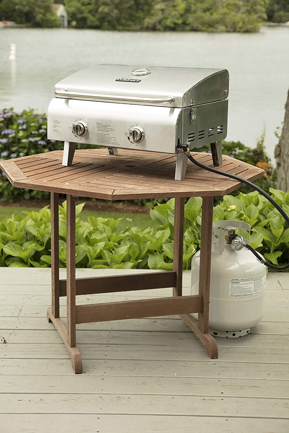 Cuisinart Chef's Style Stainless 2 Burner Tabletop Portable Gas Grill, Silver