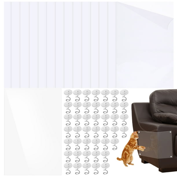 15 Uds. Fundas de sofá para gatos rascadores transparentes, Protector de muebles para rascar gatos, Fundas protectoras transparentes para sofá con clavos