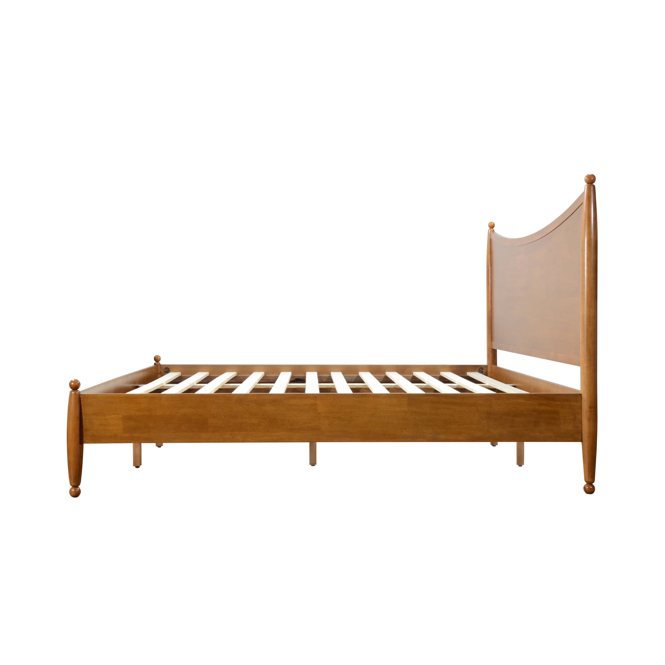 Christopher Knight Home King Platform Bed Frame with Curved Headboard, Solid Wood, Autumn Oak