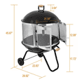thumbnail image 7 of Red Mountain Valley 28" Portable Wood Burning Fire Pit with Wheels, Spark Screen, Cooking Grate & Poker, Round Outdoor Steel Firepit for Patio Backyard Camping, 7 of 7