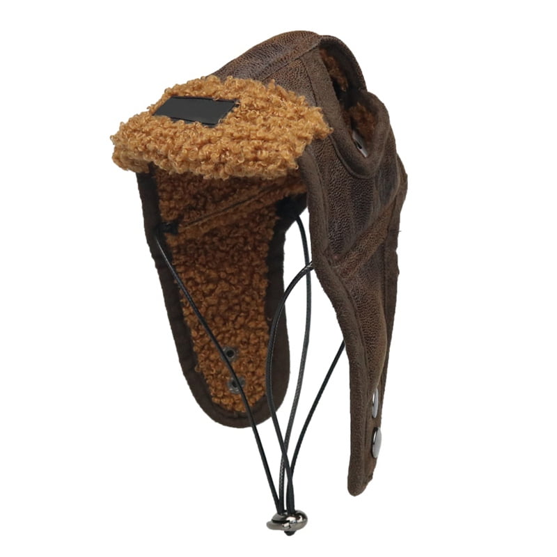 Esho Classical Pet Dog Fleece Aviator Hat Winter Warm Pet Leather