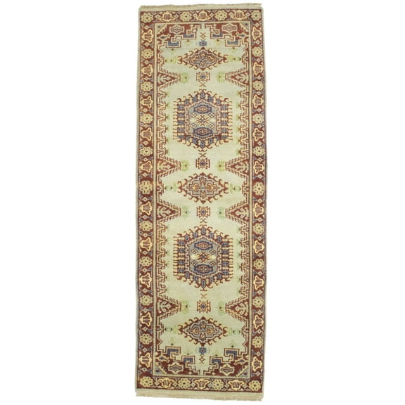 Cream Tribal 3X8 Indo-Viss Oriental Runner Rug