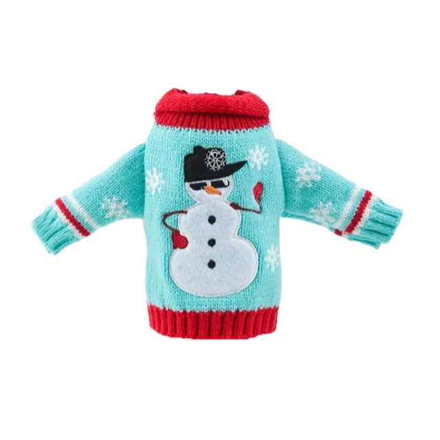 Bewildely Navidad tejer botella de vino muñeco de nieve guirnalda cubierta ropa cocina de cena para Año Nuevo suministros para arreglos de Kits de decoración para fiestas Muñeco de nieve